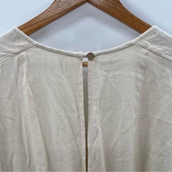 Free People Cream Linen Blend Boho Relaxed Fit Jumpsuit Size S Preppy Natural - Picture 11 of 16